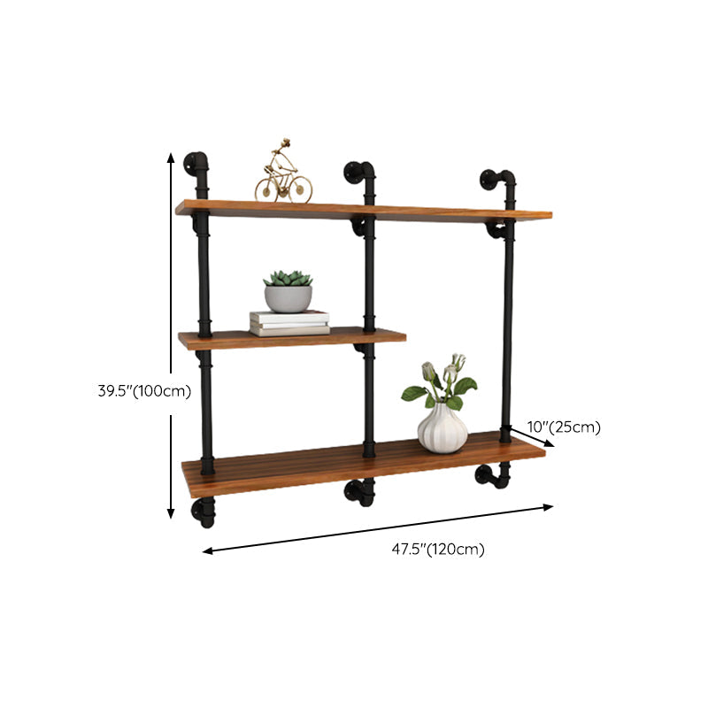 Contemporary Metal Bookshelf Natural Floating Shelf Bookcase for Study Room