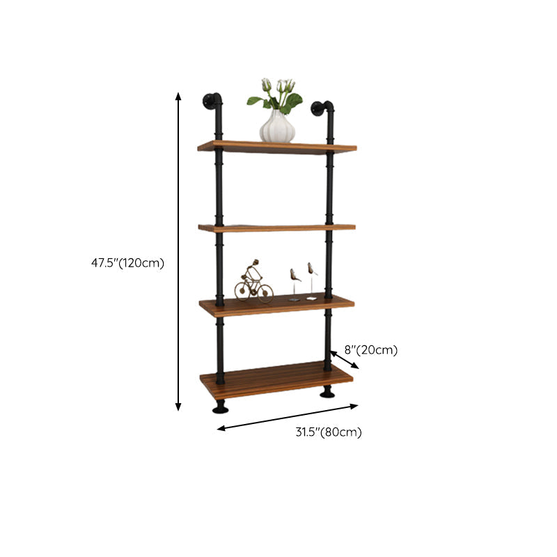 Contemporary Metal Bookshelf Natural Floating Shelf Bookcase for Study Room