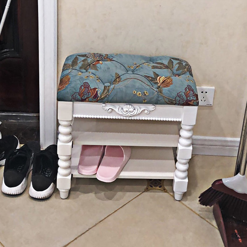 Upholstered Shelves Seating Bench Cushioned Entryway and Bedroom Bench with Legs 20"L x 13"W x 19"H White Clearhalo 'Benches' 'Chairs & Seating' 'furn' 'furn_benches' 'Furniture' 'Living Room Furniture' 6301623