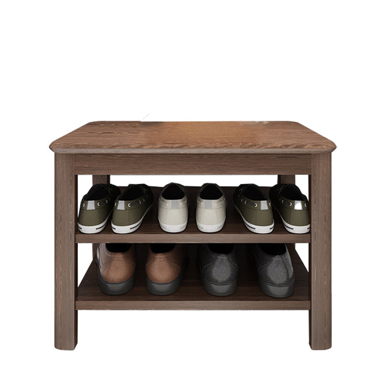 Contemporary Rubber Wood Bench Rectangle Seating Bench in Brown with Storage 23.6"L x 13.8"W x 16.5"H Brown Wood Clearhalo 'Benches' 'Chairs & Seating' 'furn' 'furn_benches' 'Furniture' 'Living Room Furniture' 6301654