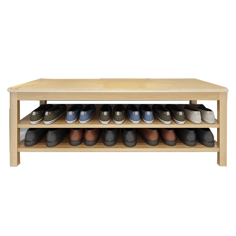 Contemporary Rubber Wood Bench Rectangle Seating Bench in Brown with Storage 47.2"L x 13.8"W x 16.5"H Natural Wood Clearhalo 'Benches' 'Chairs & Seating' 'furn' 'furn_benches' 'Furniture' 'Living Room Furniture' 6301664