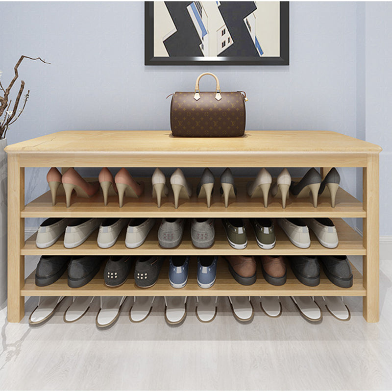 Contemporary Rubber Wood Bench Rectangle Seating Bench in Brown with Storage 47"L x 14"W x 20"H Natural Wood Clearhalo 'Benches' 'Chairs & Seating' 'furn' 'furn_benches' 'Furniture' 'Living Room Furniture' 6301666