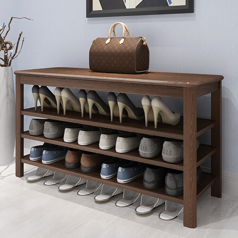 Contemporary Rubber Wood Bench Rectangle Seating Bench in Brown with Storage Clearhalo 'Benches' 'Chairs & Seating' 'furn' 'furn_benches' 'Furniture' 'Living Room Furniture' 6301668