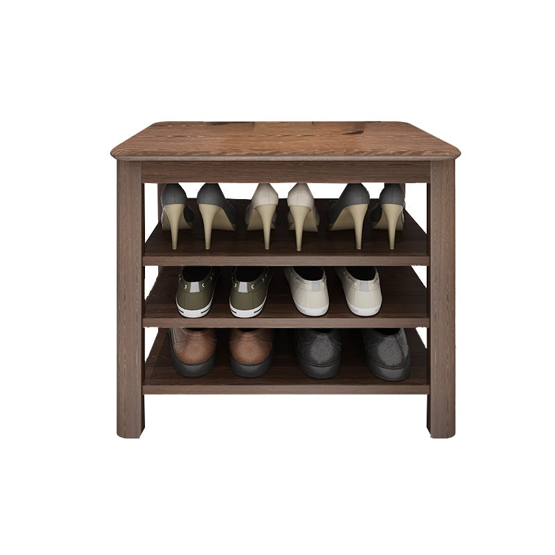 Contemporary Rubber Wood Bench Rectangle Seating Bench in Brown with Storage 24"L x 14"W x 20"H Nut-Brown Wood Clearhalo 'Benches' 'Chairs & Seating' 'furn' 'furn_benches' 'Furniture' 'Living Room Furniture' 6301672