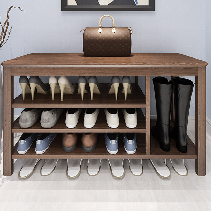 Contemporary Rubber Wood Bench Rectangle Seating Bench in Brown with Storage Clearhalo 'Benches' 'Chairs & Seating' 'furn' 'furn_benches' 'Furniture' 'Living Room Furniture' 6301674