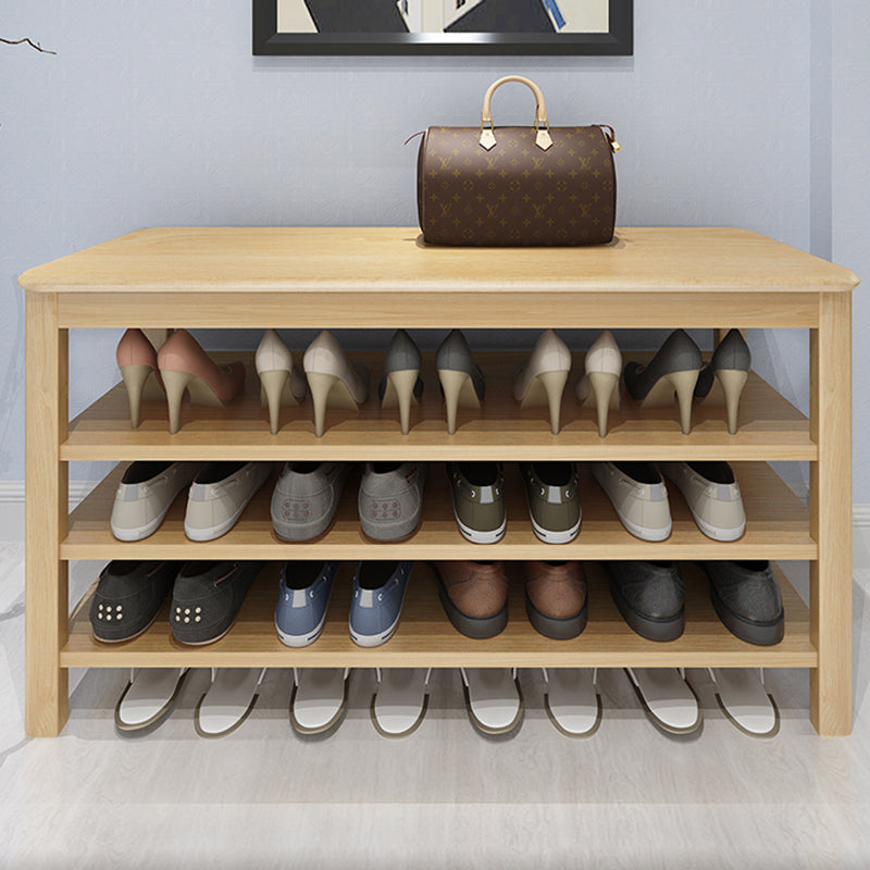 Contemporary Rubber Wood Bench Rectangle Seating Bench in Brown with Storage Clearhalo 'Benches' 'Chairs & Seating' 'furn' 'furn_benches' 'Furniture' 'Living Room Furniture' 6301677