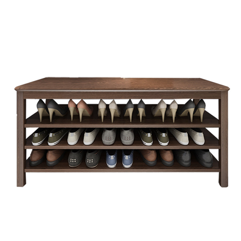 Contemporary Rubber Wood Bench Rectangle Seating Bench in Brown with Storage 47"L x 14"W x 20"H Nut-Brown Wood Clearhalo 'Benches' 'Chairs & Seating' 'furn' 'furn_benches' 'Furniture' 'Living Room Furniture' 6301681