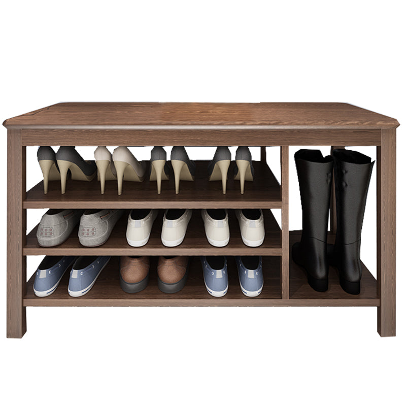 Contemporary Rubber Wood Bench Rectangle Seating Bench in Brown with Storage 39.4"L x 13.8"W x 20.5"H Brown Wood Clearhalo 'Benches' 'Chairs & Seating' 'furn' 'furn_benches' 'Furniture' 'Living Room Furniture' 6301683