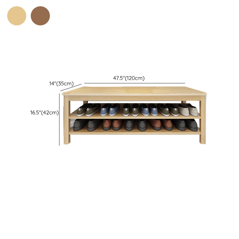 Contemporary Rubber Wood Bench Rectangle Seating Bench in Brown with Storage Clearhalo 'Benches' 'Chairs & Seating' 'furn' 'furn_benches' 'Furniture' 'Living Room Furniture' 6301688