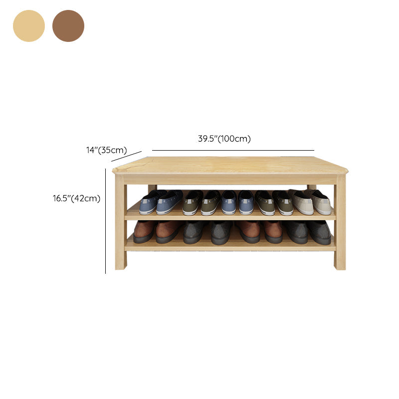 Contemporary Rubber Wood Bench Rectangle Seating Bench in Brown with Storage Clearhalo 'Benches' 'Chairs & Seating' 'furn' 'furn_benches' 'Furniture' 'Living Room Furniture' 6301690