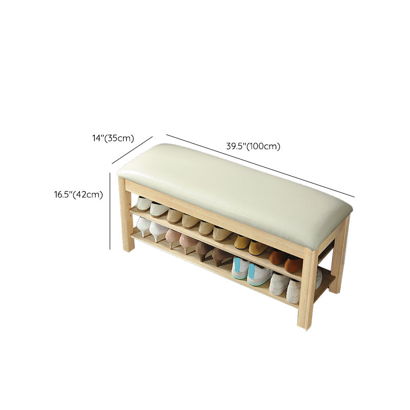 Contemporary Rubber Wood Bench Rectangle Seating Bench in Brown with Storage Clearhalo 'Benches' 'Chairs & Seating' 'furn' 'furn_benches' 'Furniture' 'Living Room Furniture' 6301691