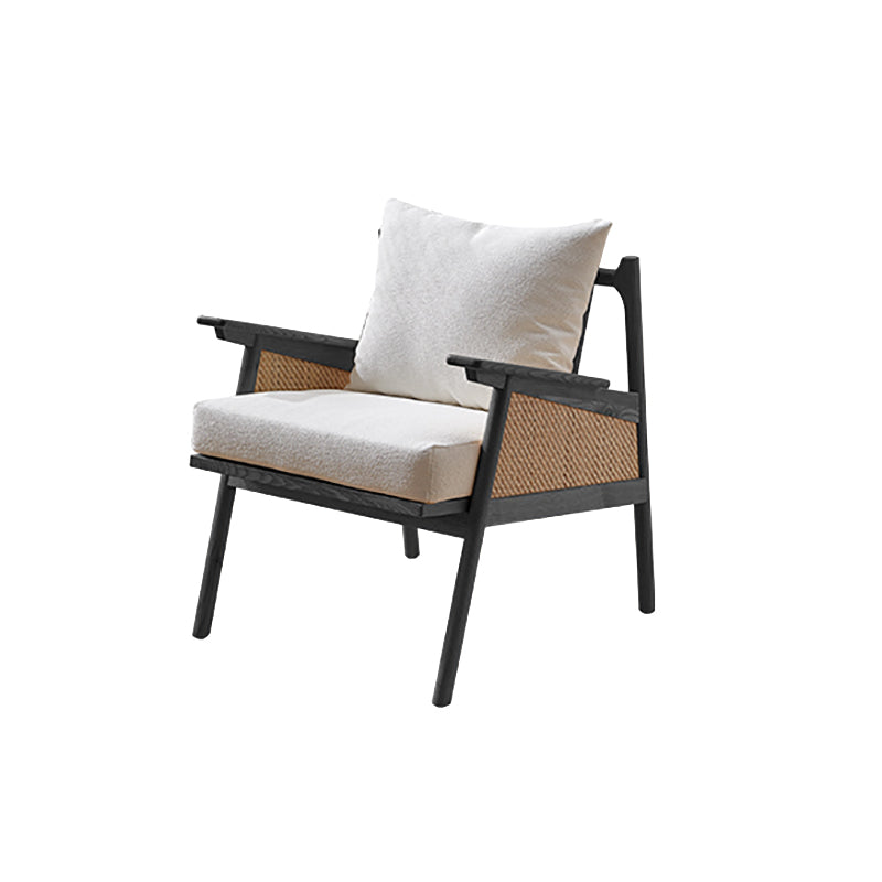 Solid Wood Frame Lounge Chair Arms Included Chair with Pillow Black Flannel 1 Piece Clearhalo 'Accent Chairs' 'accent_chairs' 'Chairs & Seating' 'furn' 'furn_accent_chairs' 'Furniture' 'Living Room Furniture' 6301741