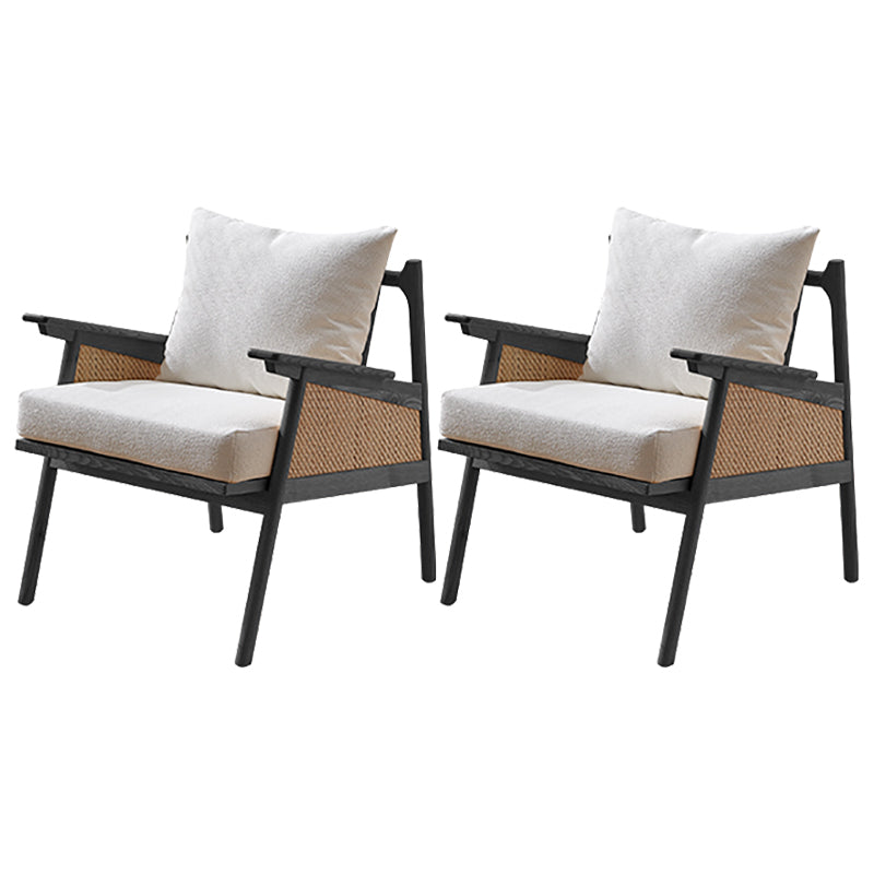 Solid Wood Frame Lounge Chair Arms Included Chair with Pillow Black Flannel 2 Piece Set Clearhalo 'Accent Chairs' 'accent_chairs' 'Chairs & Seating' 'furn' 'furn_accent_chairs' 'Furniture' 'Living Room Furniture' 6301742