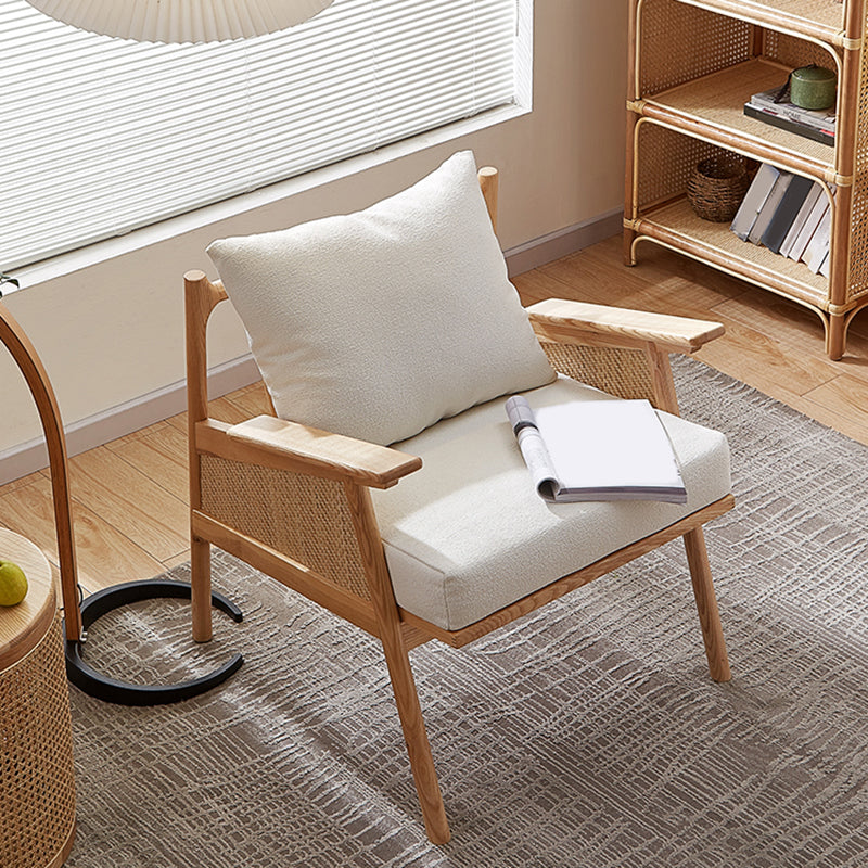 Solid Wood Frame Lounge Chair Arms Included Chair with Pillow Clearhalo 'Accent Chairs' 'accent_chairs' 'Chairs & Seating' 'furn' 'furn_accent_chairs' 'Furniture' 'Living Room Furniture' 6301743