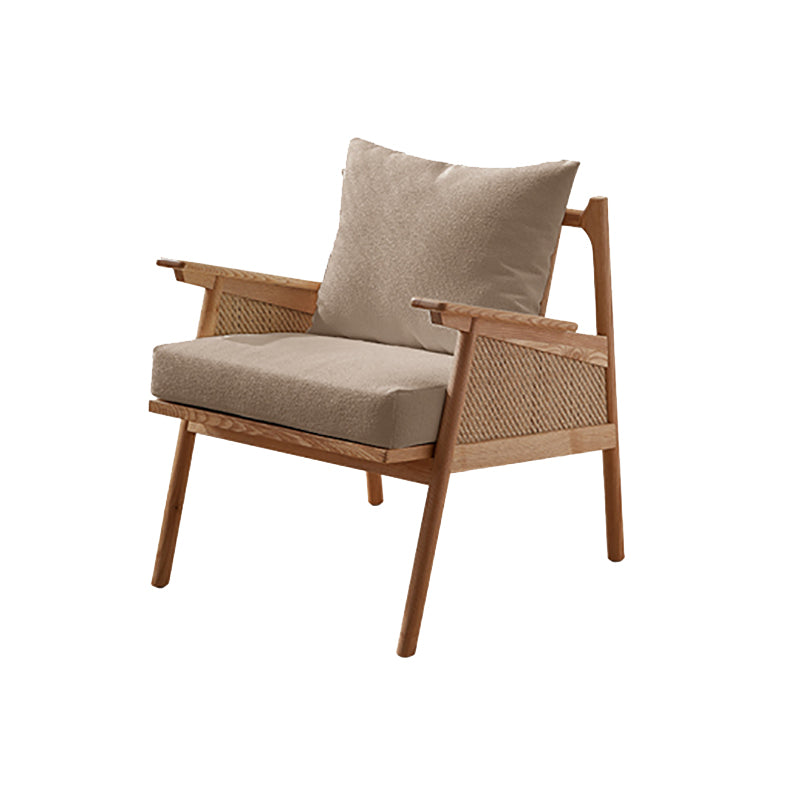 Solid Wood Frame Lounge Chair Arms Included Chair with Pillow Grey Flannel 1 Piece Clearhalo 'Accent Chairs' 'accent_chairs' 'Chairs & Seating' 'furn' 'furn_accent_chairs' 'Furniture' 'Living Room Furniture' 6301745