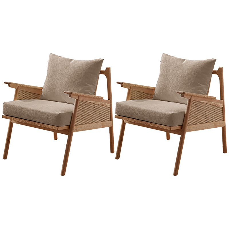 Solid Wood Frame Lounge Chair Arms Included Chair with Pillow Grey Flannel 2 Piece Set Clearhalo 'Accent Chairs' 'accent_chairs' 'Chairs & Seating' 'furn' 'furn_accent_chairs' 'Furniture' 'Living Room Furniture' 6301746