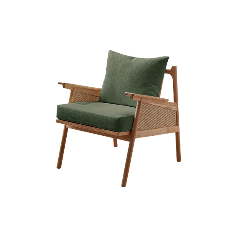 Solid Wood Frame Lounge Chair Arms Included Chair with Pillow Green Flannel 1 Piece Clearhalo 'Accent Chairs' 'accent_chairs' 'Chairs & Seating' 'furn' 'furn_accent_chairs' 'Furniture' 'Living Room Furniture' 6301753