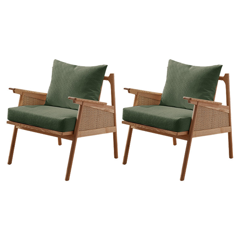 Solid Wood Frame Lounge Chair Arms Included Chair with Pillow Green Flannel 2 Piece Set Clearhalo 'Accent Chairs' 'accent_chairs' 'Chairs & Seating' 'furn' 'furn_accent_chairs' 'Furniture' 'Living Room Furniture' 6301755