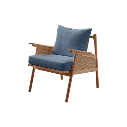 Solid Wood Frame Lounge Chair Arms Included Chair with Pillow Navy Flannel 1 Piece Clearhalo 'Accent Chairs' 'accent_chairs' 'Chairs & Seating' 'furn' 'furn_accent_chairs' 'Furniture' 'Living Room Furniture' 6301757