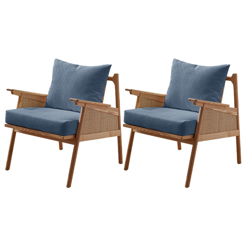 Solid Wood Frame Lounge Chair Arms Included Chair with Pillow Navy Flannel 2 Piece Set Clearhalo 'Accent Chairs' 'accent_chairs' 'Chairs & Seating' 'furn' 'furn_accent_chairs' 'Furniture' 'Living Room Furniture' 6301758