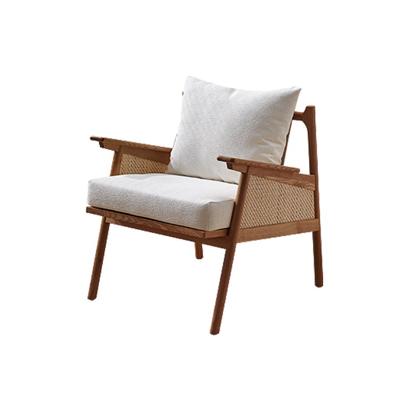 Solid Wood Frame Lounge Chair Arms Included Chair with Pillow Walnut Flannel 1 Piece Clearhalo 'Accent Chairs' 'accent_chairs' 'Chairs & Seating' 'furn' 'furn_accent_chairs' 'Furniture' 'Living Room Furniture' 6301759