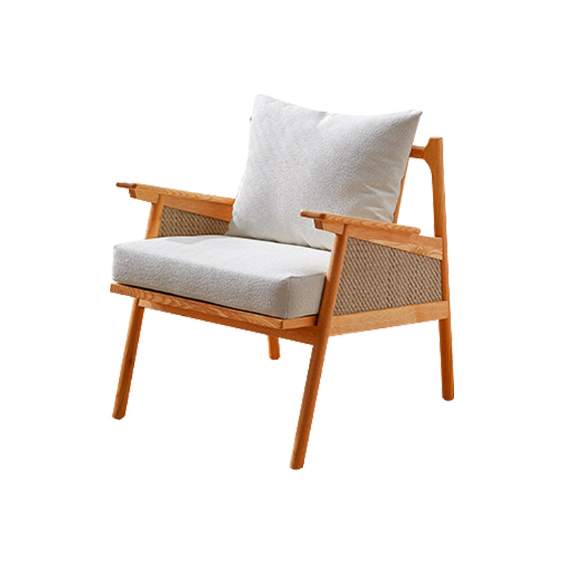 Solid Wood Frame Lounge Chair Arms Included Chair with Pillow Cherry Wood Flannel 1 Piece Clearhalo 'Accent Chairs' 'accent_chairs' 'Chairs & Seating' 'furn' 'furn_accent_chairs' 'Furniture' 'Living Room Furniture' 6301761