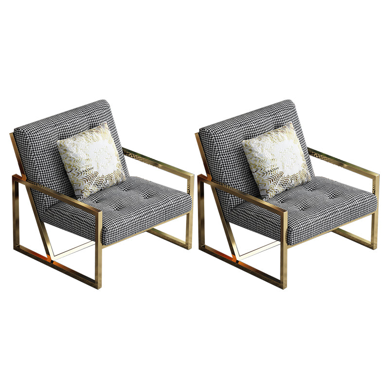 Tufted Cushions Lounge Chair Arms Included Reclining Chair with Pillow Cotton and Linen Black 2 Piece Set Clearhalo 'Accent Chairs' 'accent_chairs' 'Chairs & Seating' 'furn' 'furn_accent_chairs' 'Furniture' 'Living Room Furniture' 6301780
