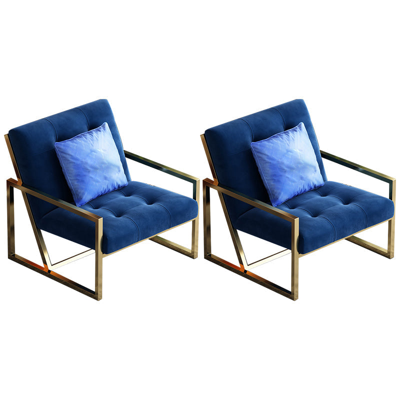 Tufted Cushions Lounge Chair Arms Included Reclining Chair with Pillow Cotton and Linen Blue 2 Piece Set Clearhalo 'Accent Chairs' 'accent_chairs' 'Chairs & Seating' 'furn' 'furn_accent_chairs' 'Furniture' 'Living Room Furniture' 6301784