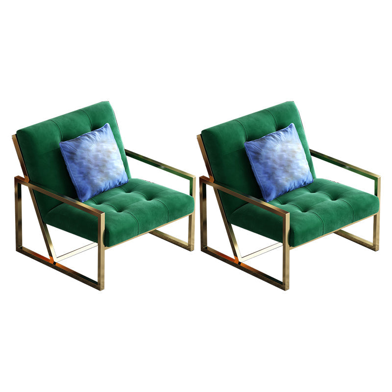 Tufted Cushions Lounge Chair Arms Included Reclining Chair with Pillow Cotton and Linen Green 2 Piece Set Clearhalo 'Accent Chairs' 'accent_chairs' 'Chairs & Seating' 'furn' 'furn_accent_chairs' 'Furniture' 'Living Room Furniture' 6301786