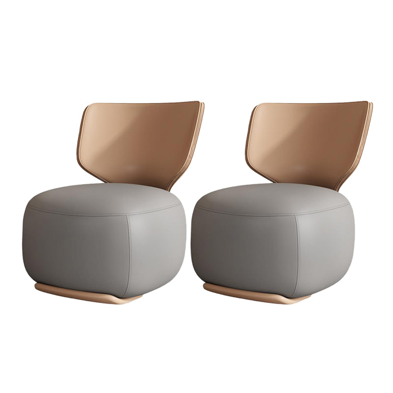 22.83" Wide Parsons Chair Armless Chair with Fixed Back for Living Room Cream Gray Faux Leather 2 Piece Set Clearhalo 'Accent Chairs' 'accent_chairs' 'Chairs & Seating' 'furn' 'furn_accent_chairs' 'Furniture' 'Living Room Furniture' 6301938