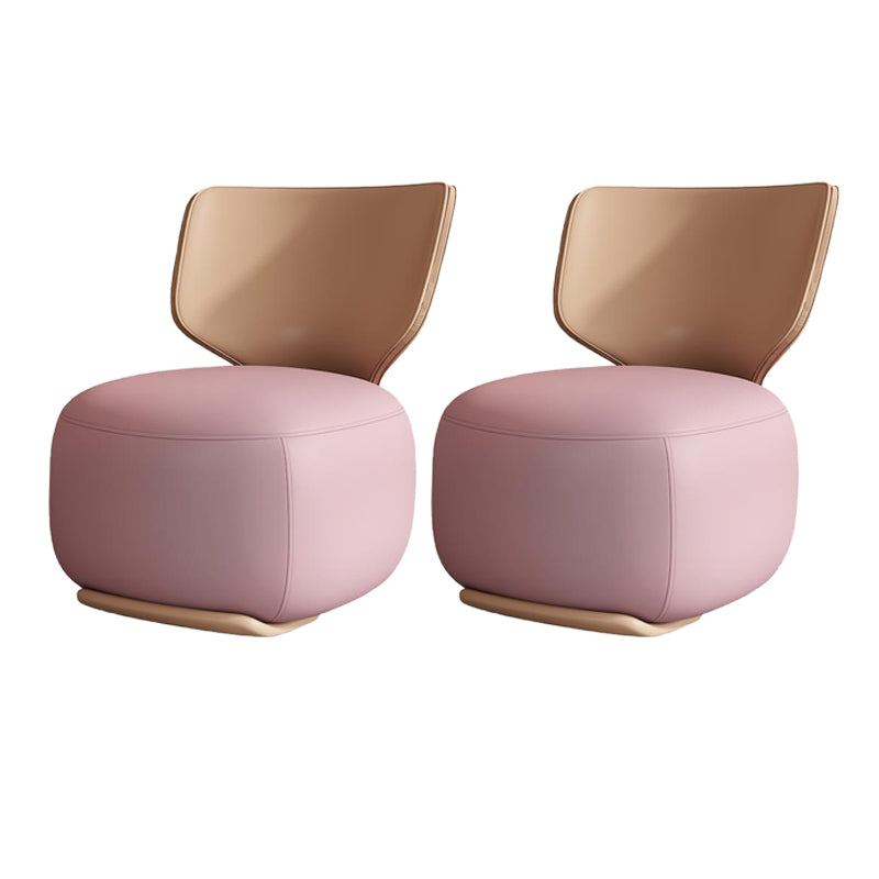 22.83" Wide Parsons Chair Armless Chair with Fixed Back for Living Room Pink Faux Leather 2 Piece Set Clearhalo 'Accent Chairs' 'accent_chairs' 'Chairs & Seating' 'furn' 'furn_accent_chairs' 'Furniture' 'Living Room Furniture' 6301943