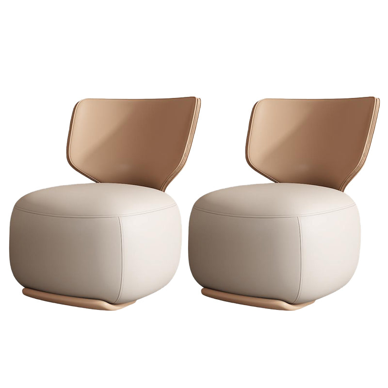 22.83" Wide Parsons Chair Armless Chair with Fixed Back for Living Room Off-White Faux Leather 2 Piece Set Clearhalo 'Accent Chairs' 'accent_chairs' 'Chairs & Seating' 'furn' 'furn_accent_chairs' 'Furniture' 'Living Room Furniture' 6301947