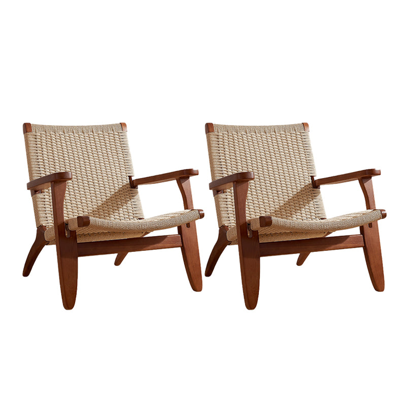 Solid Wood Frame Lounge Chair Living Room Accent Chair with Legs Walnut Wicker Rattan 2 Piece Set Clearhalo 'Accent Chairs' 'accent_chairs' 'Chairs & Seating' 'furn' 'furn_accent_chairs' 'Furniture' 'Living Room Furniture' 6301969