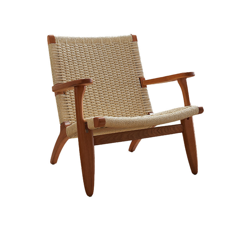 Solid Wood Frame Lounge Chair Living Room Accent Chair with Legs Cherry Wood Wicker Rattan 1 Piece Clearhalo 'Accent Chairs' 'accent_chairs' 'Chairs & Seating' 'furn' 'furn_accent_chairs' 'Furniture' 'Living Room Furniture' 6301971