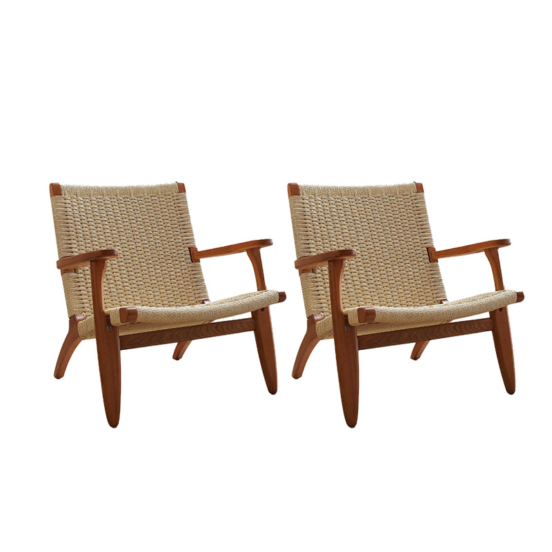 Solid Wood Frame Lounge Chair Living Room Accent Chair with Legs Cherry Wood Wicker Rattan 2 Piece Set Clearhalo 'Accent Chairs' 'accent_chairs' 'Chairs & Seating' 'furn' 'furn_accent_chairs' 'Furniture' 'Living Room Furniture' 6301973