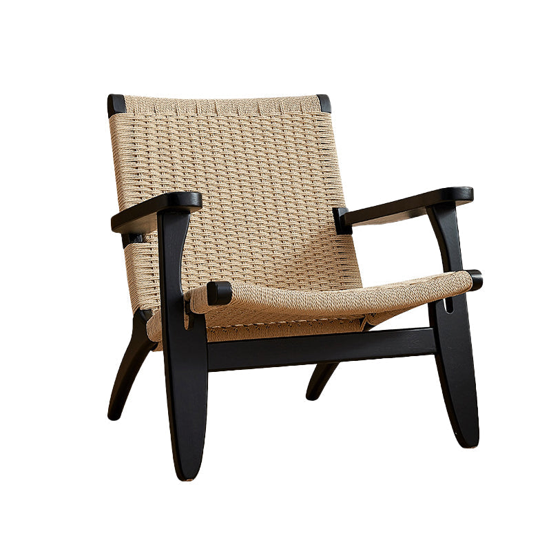 Solid Wood Frame Lounge Chair Living Room Accent Chair with Legs Black Wicker Rattan 1 Piece Clearhalo 'Accent Chairs' 'accent_chairs' 'Chairs & Seating' 'furn' 'furn_accent_chairs' 'Furniture' 'Living Room Furniture' 6301975