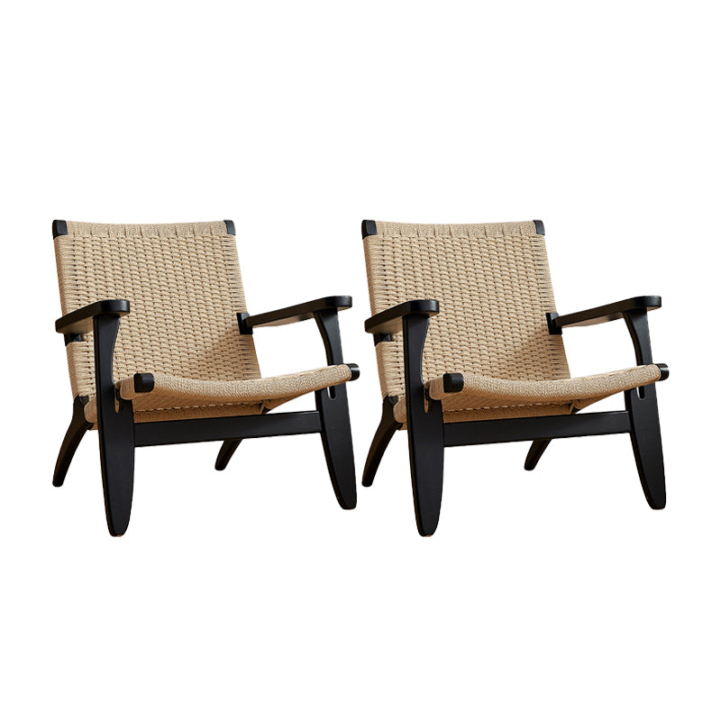 Solid Wood Frame Lounge Chair Living Room Accent Chair with Legs Black Wicker Rattan 2 Piece Set Clearhalo 'Accent Chairs' 'accent_chairs' 'Chairs & Seating' 'furn' 'furn_accent_chairs' 'Furniture' 'Living Room Furniture' 6301977