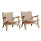 Solid Wood Frame Lounge Chair Living Room Accent Chair with Legs Natural Wicker Rattan 2 Piece Set Clearhalo 'Accent Chairs' 'accent_chairs' 'Chairs & Seating' 'furn' 'furn_accent_chairs' 'Furniture' 'Living Room Furniture' 6301980