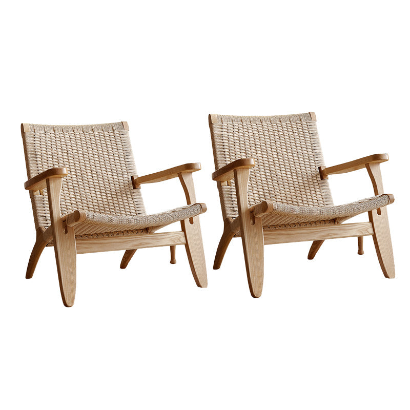 Solid Wood Frame Lounge Chair Living Room Accent Chair with Legs Natural Wicker Rattan 2 Piece Set Clearhalo 'Accent Chairs' 'accent_chairs' 'Chairs & Seating' 'furn' 'furn_accent_chairs' 'Furniture' 'Living Room Furniture' 6301980