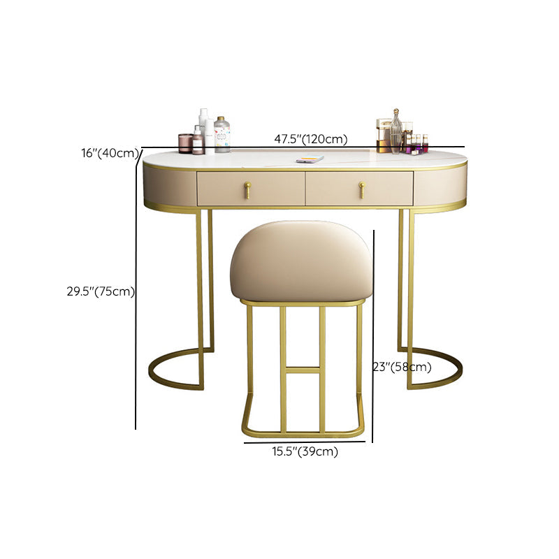 Tavolo da vanità in legno e metallo lussuoso scrivania con 2 cassetti