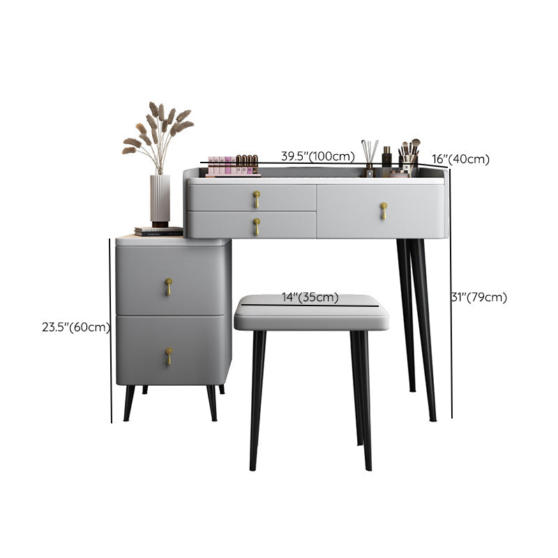 Tocador de maquillaje de dormitorio 31.1 "tocador moderno alto en gris