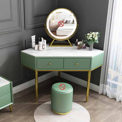 2-Drawers Dressing Table Luxurious Stone Top Vanity Set for Bedroom Makeup Vanity Green Clearhalo 'Bedroom Furniture' 'furn' 'furn_makeup_vanities' 'Furniture' 'Makeup Vanities' 'makeup_vanities' 6302037