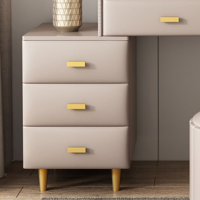 Luxurious Stone Top Vanity and Stool 5 Drawers Dressing Table Clearhalo 'Bedroom Furniture' 'furn' 'furn_makeup_vanities' 'Furniture' 'Makeup Vanities' 'makeup_vanities' 6302068