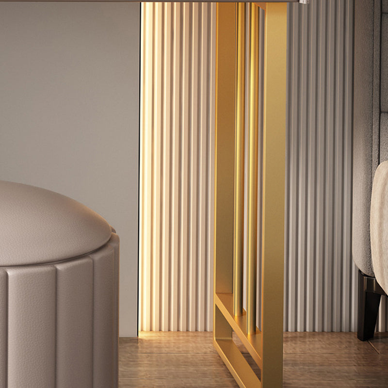 Luxurious Stone Top Vanity and Stool 5 Drawers Dressing Table Clearhalo 'Bedroom Furniture' 'furn' 'furn_makeup_vanities' 'Furniture' 'Makeup Vanities' 'makeup_vanities' 6302070