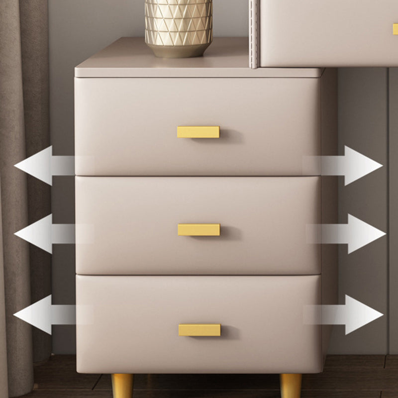 Luxurious Stone Top Vanity and Stool 5 Drawers Dressing Table Clearhalo 'Bedroom Furniture' 'furn' 'furn_makeup_vanities' 'Furniture' 'Makeup Vanities' 'makeup_vanities' 6302072