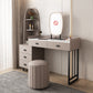 Contemporary Stone Top Vanity 5 Drawers Vanity Set with Stool