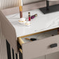 Contemporary Stone Top Vanity 5 Drawers Vanity Set with Stool