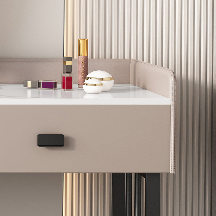 Contemporary Stone Top Vanity 5 Drawers Vanity Set with Stool