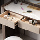 2 Storage Drawers Make-up Vanity Stool Set Faux Leather Dressing Table