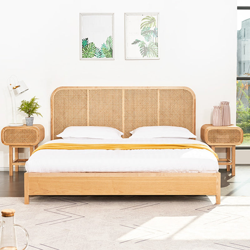 Tropical Solid Wood Panel Bed Rectangular Solid Color Standard Bed California King No Clearhalo 'Bedroom Furniture' 'Beds' 'furn' 'furn_beds' 'Furniture' 6302107